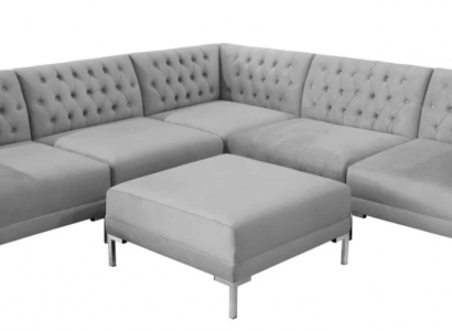 Gray Chesterfield Sofas Luxury Furniture New Corner Sofa Stool Gray Big Textile Fabric